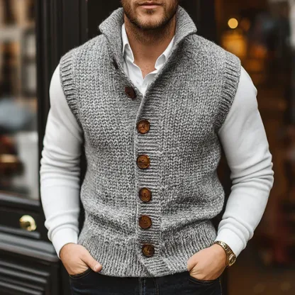 Men's Retro Casual Knitted Single-Breasted Button Vest