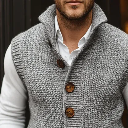 Men's Retro Casual Knitted Single-Breasted Button Vest
