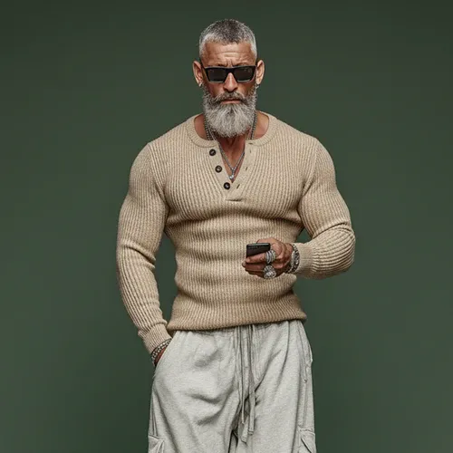 Men's Classic Casual Tough Style Henley Collar Slim Fit Sweater