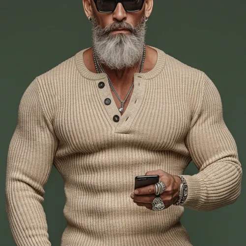 Men's Classic Casual Tough Style Henley Collar Slim Fit Sweater