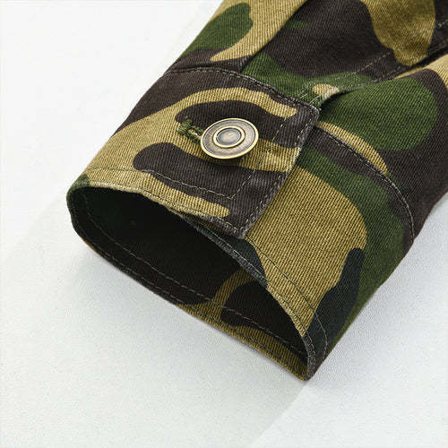 Men's Camouflage Canvas Retro Wear Lapel Jacket