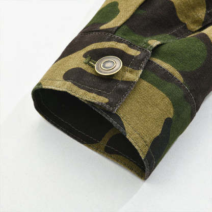 Men's Camouflage Canvas Retro Wear Lapel Jacket