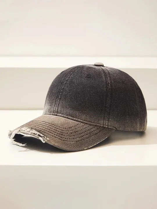 Distressed Gradient Cotton Denim Cap