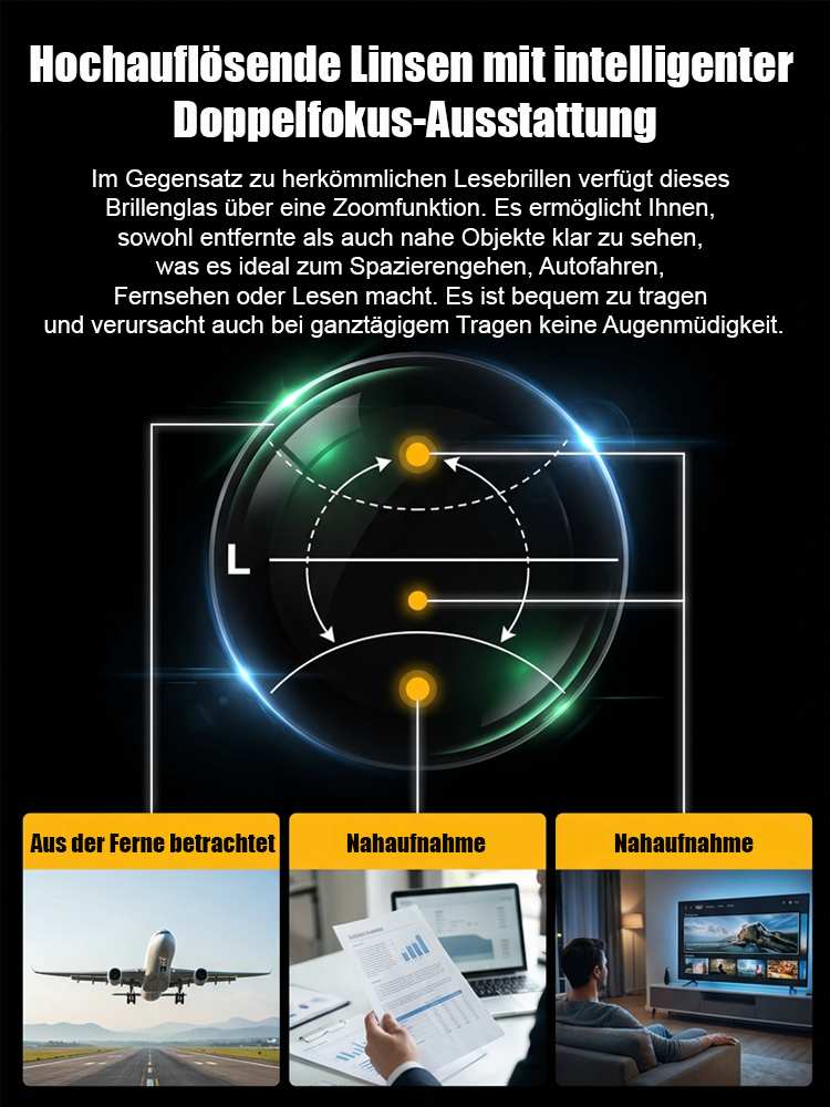 Intelligente Zoom-Strahlenschutz-Anti-Ermüdung-HD-Lesebrille