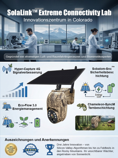 Solar-PTZ-Kamera Außen – Kabellos, Wetterfest, 360° Sicht, Nachtsicht