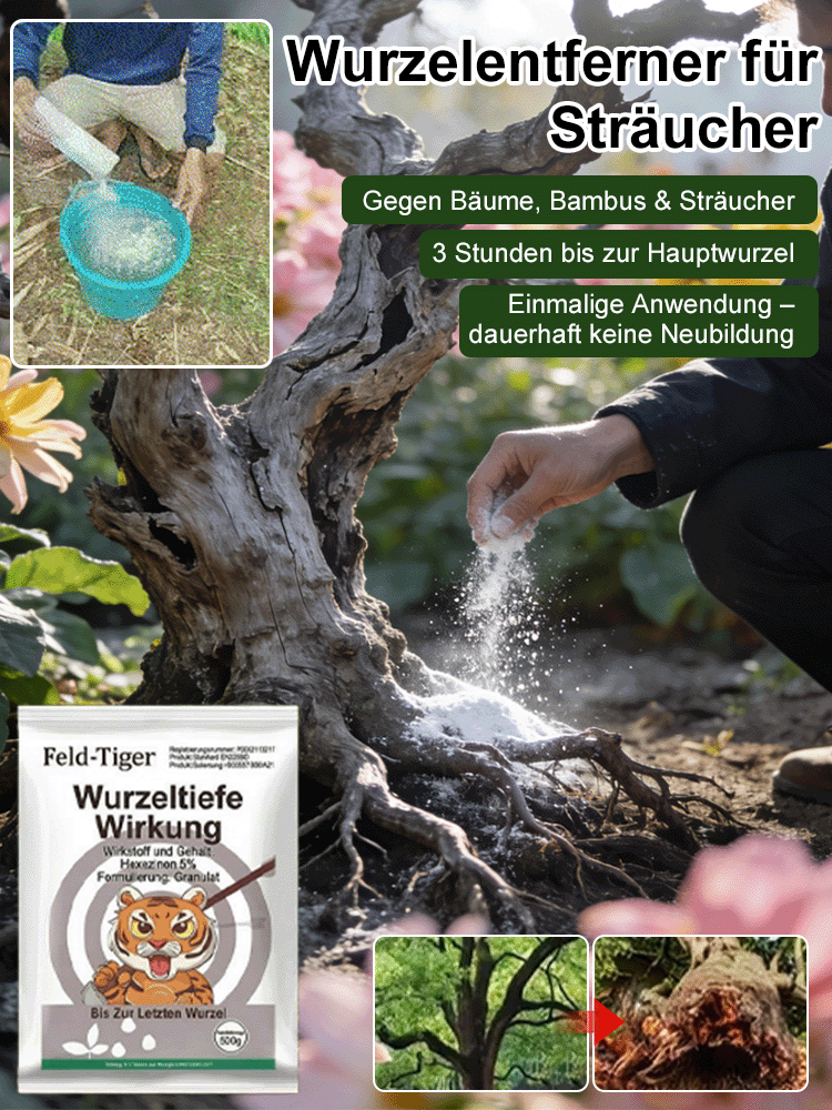 Baum-, Bambus- und Strauchwurzelentferner.