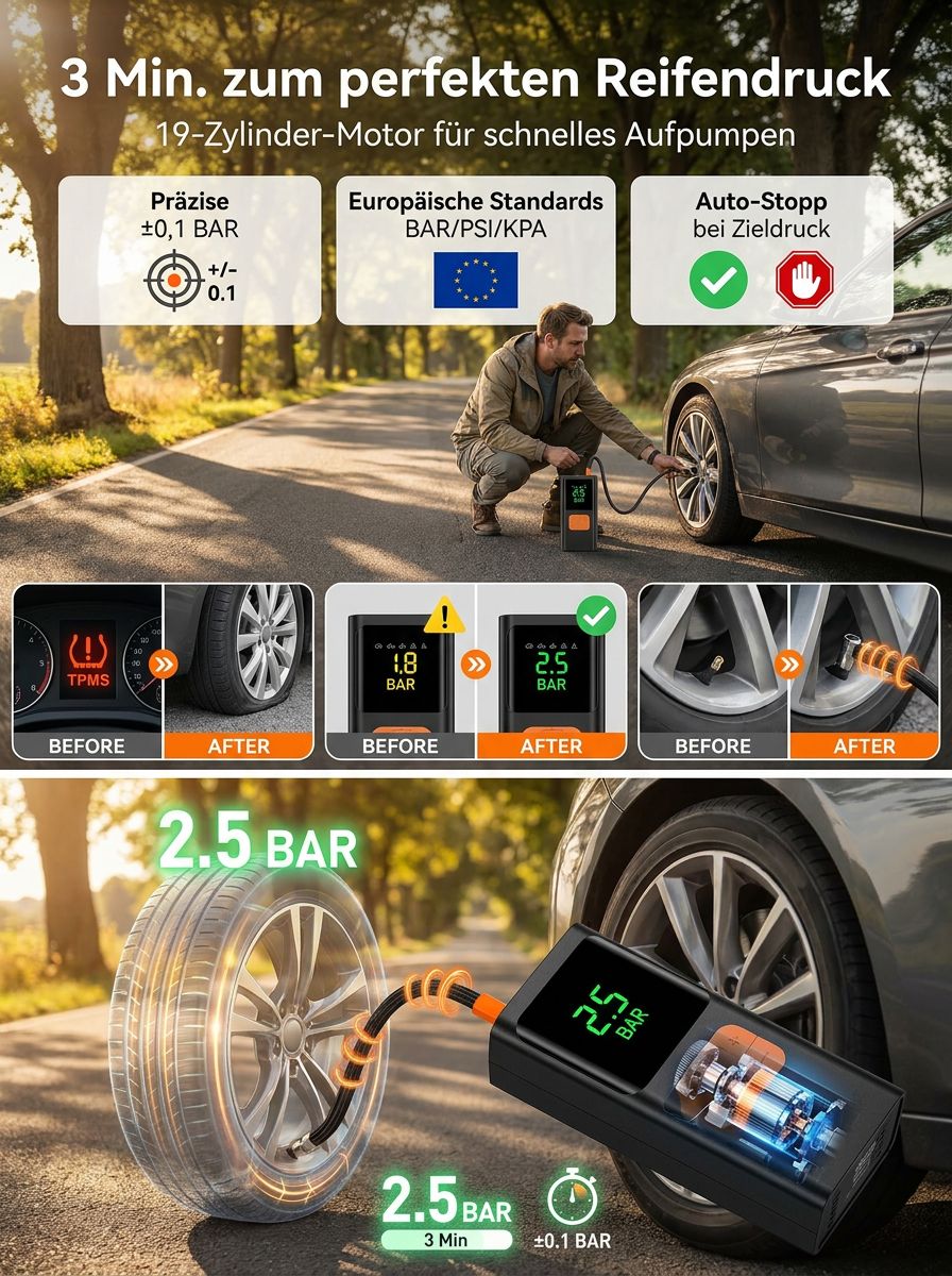 Multifunktionale Starthilfe-Powerbank für Autos
