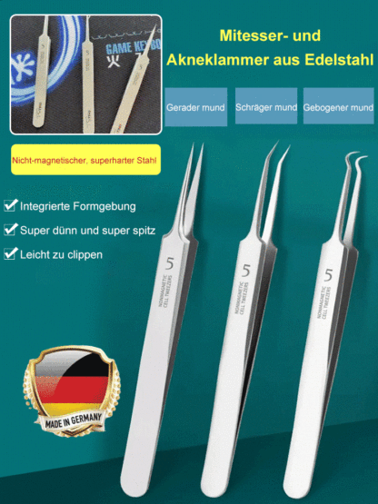 【Professionelle Schönheitssalon-Geräte】Mitesser- und Akneklammer aus Edelstahl