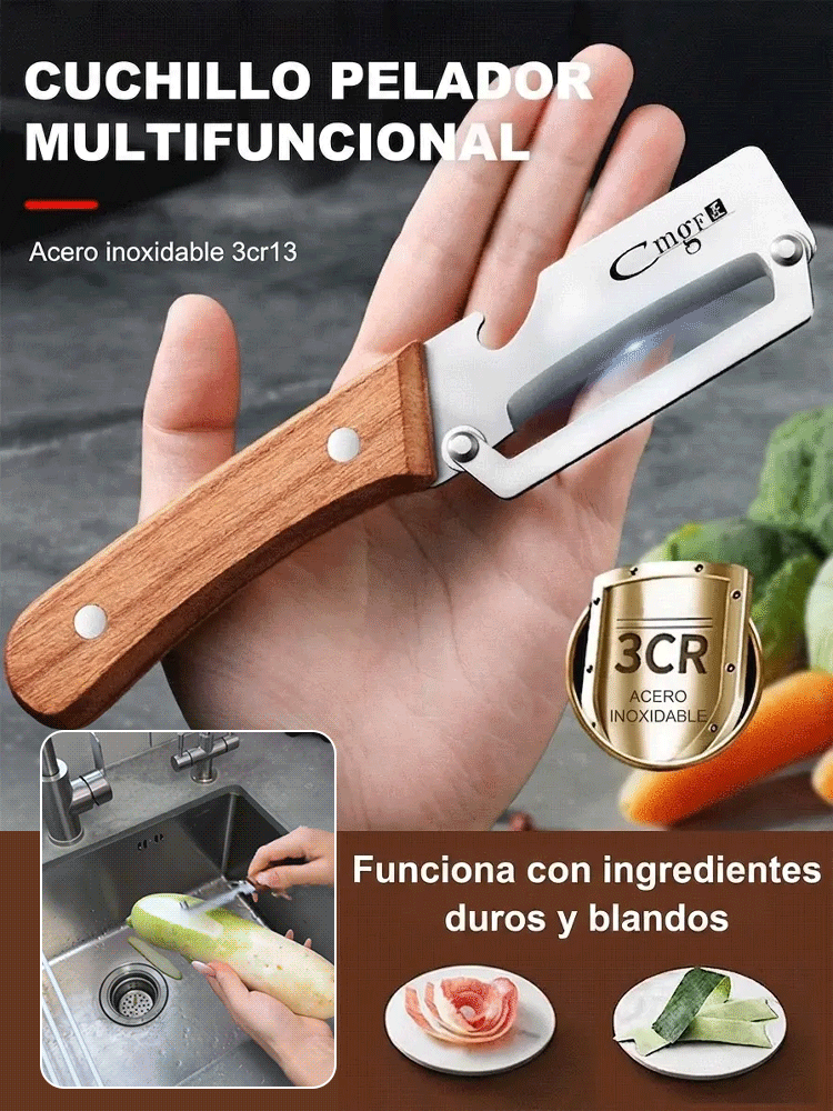 【Tecnología UNAM y Cordon Bleu】Pelador multifuncional de acero inoxidable grande