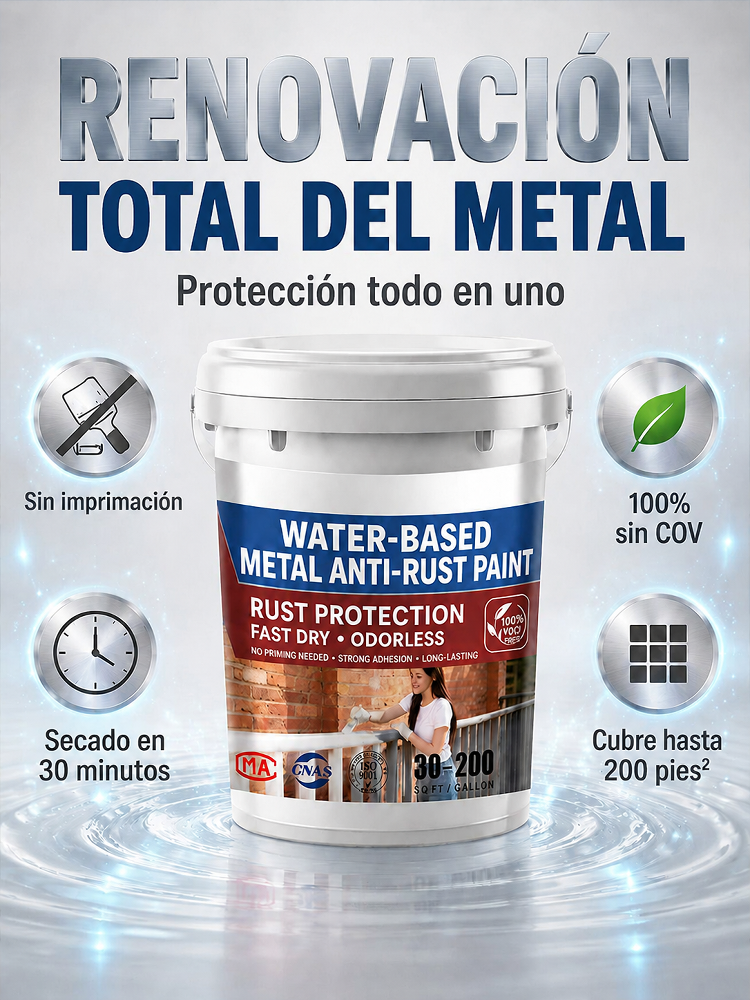 【Nunca se Oxida】Pintura metálica anticorrosiva al agua ✨ ¡Adiós al óxido en 60 segundos! 🛑 Sin lijar, sin raspar. 100% Ecológico y Seguro