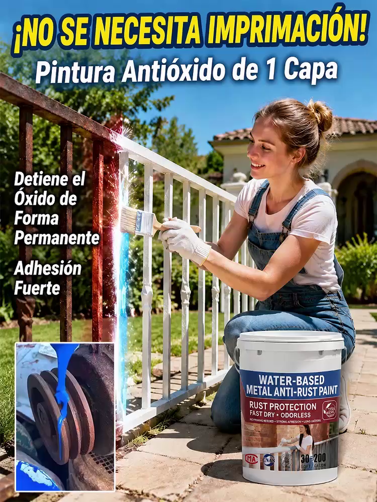 【Nunca se Oxida】Pintura metálica anticorrosiva al agua ✨ ¡Adiós al óxido en 60 segundos! 🛑 Sin lijar, sin raspar. 100% Ecológico y Seguro