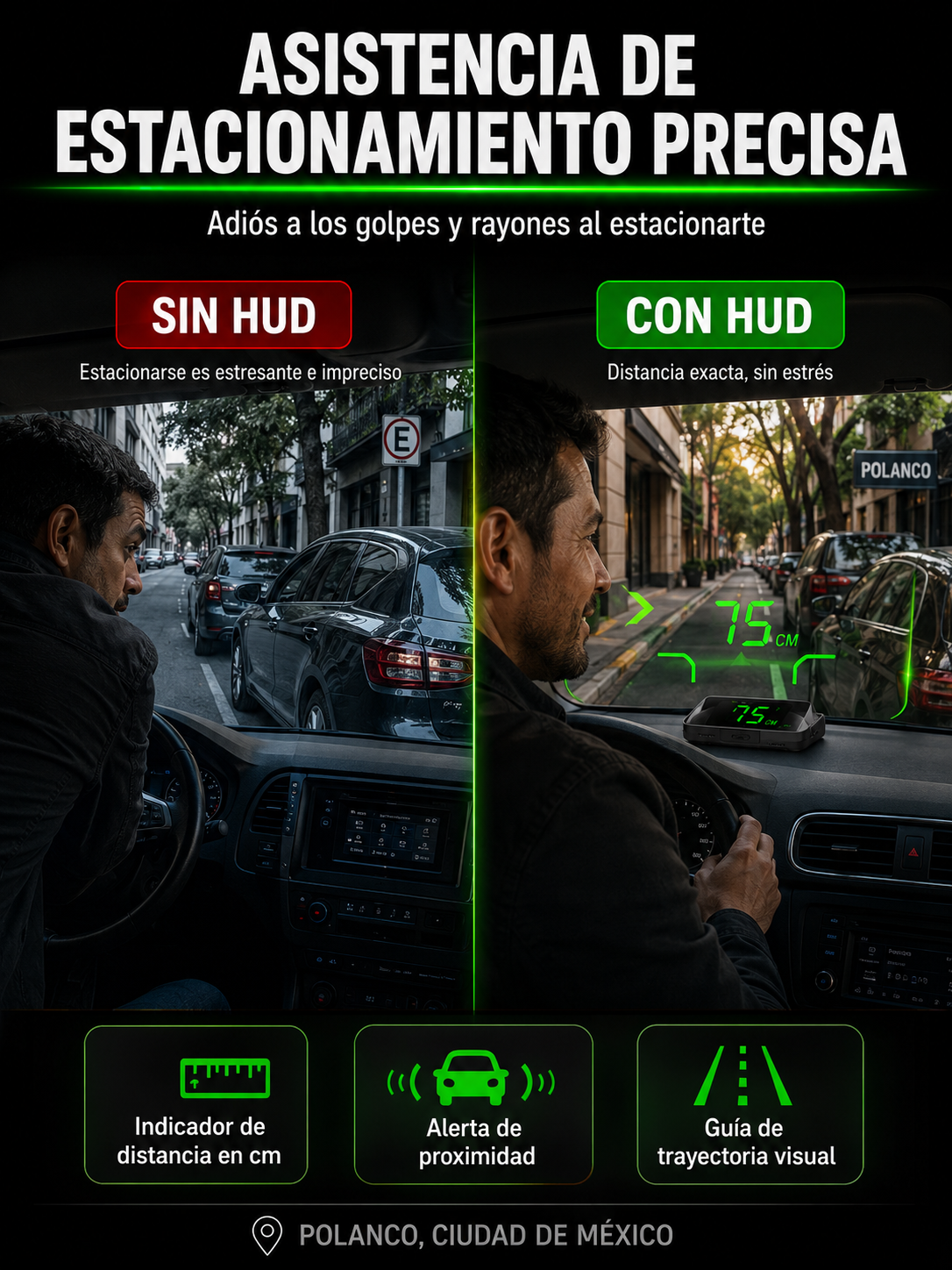 ¡En solo 1 segundo, cualquier auto se convierte en un Navegador con IA!【Copiloto Inteligente HUD】Queda perfecto en cualquier vehículo, ya sea auto, SUV, pickup o camper