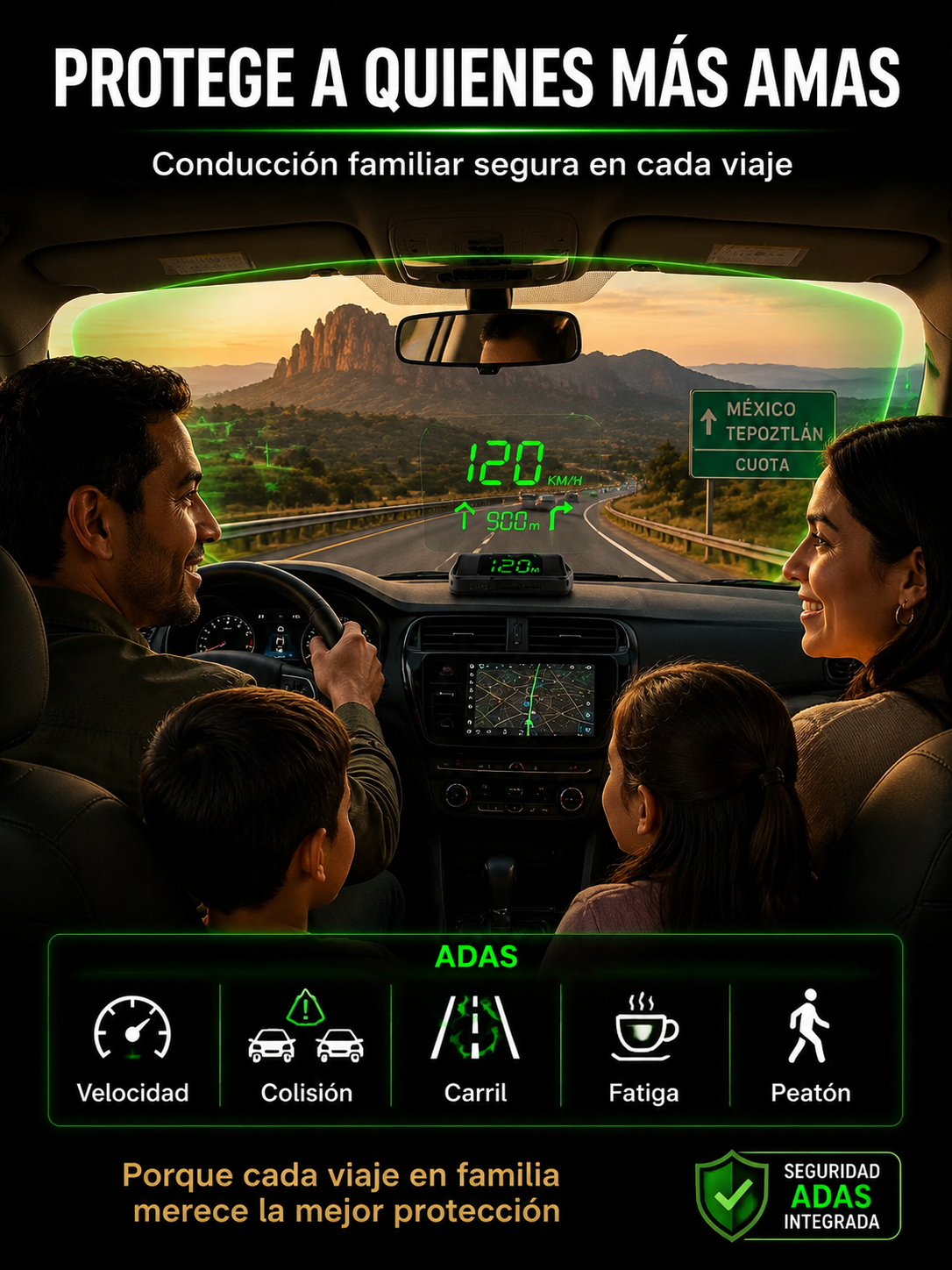 ¡En solo 1 segundo, cualquier auto se convierte en un Navegador con IA!【Copiloto Inteligente HUD】Queda perfecto en cualquier vehículo, ya sea auto, SUV, pickup o camper
