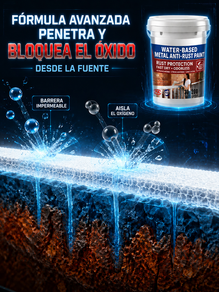 【Nunca se Oxida】Pintura metálica anticorrosiva al agua ✨ ¡Adiós al óxido en 60 segundos! 🛑 Sin lijar, sin raspar. 100% Ecológico y Seguro