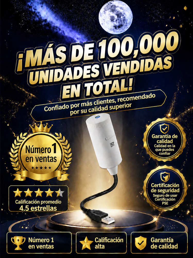 Proyector de estrellas: Tecnología de proyección 5D en súper alta definición. ¡En solo 1 segundo, transforma tu cuarto o tu carro en un inmenso universo!
