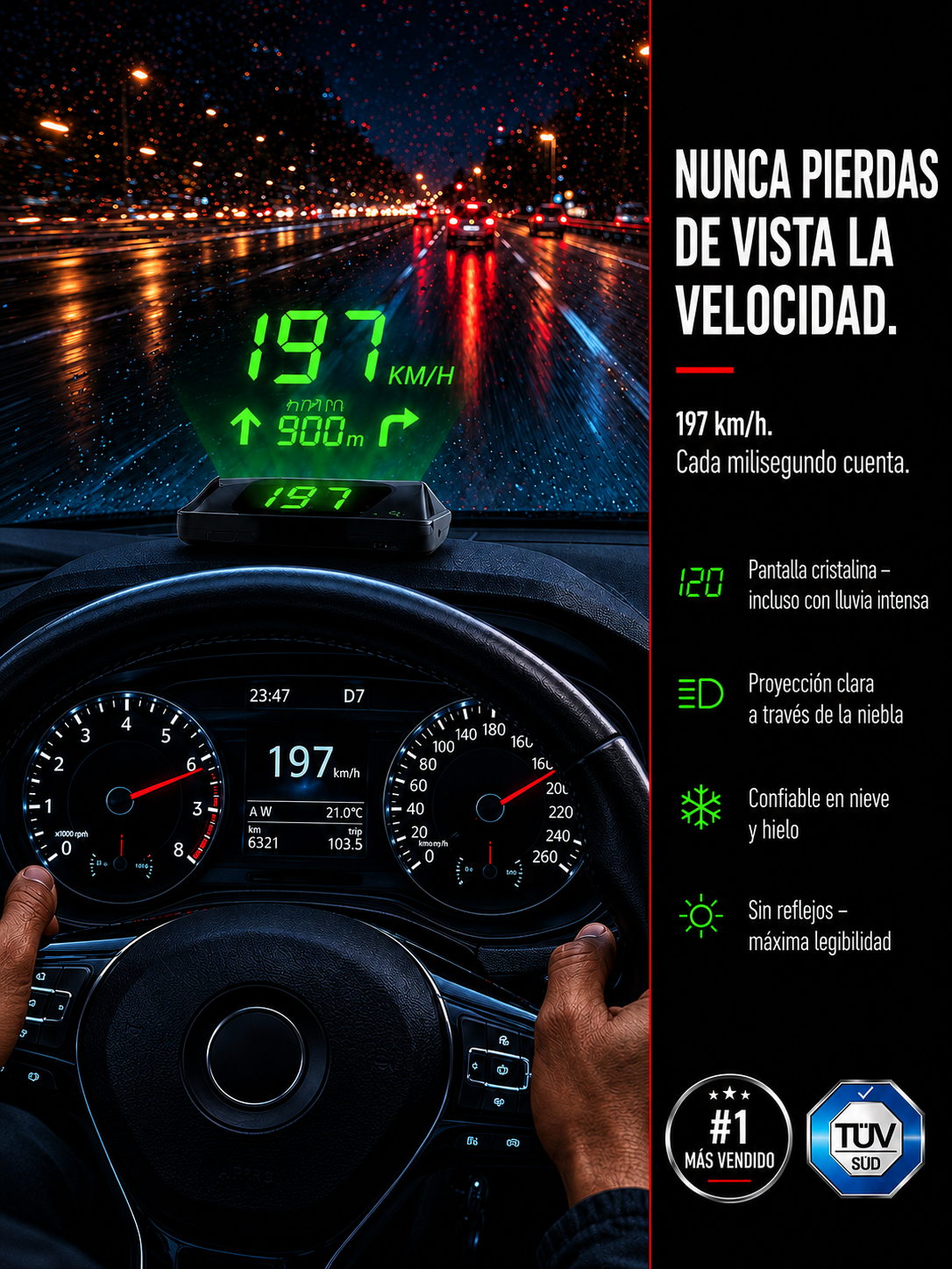 ¡En solo 1 segundo, cualquier auto se convierte en un Navegador con IA!【Copiloto Inteligente HUD】Queda perfecto en cualquier vehículo, ya sea auto, SUV, pickup o camper