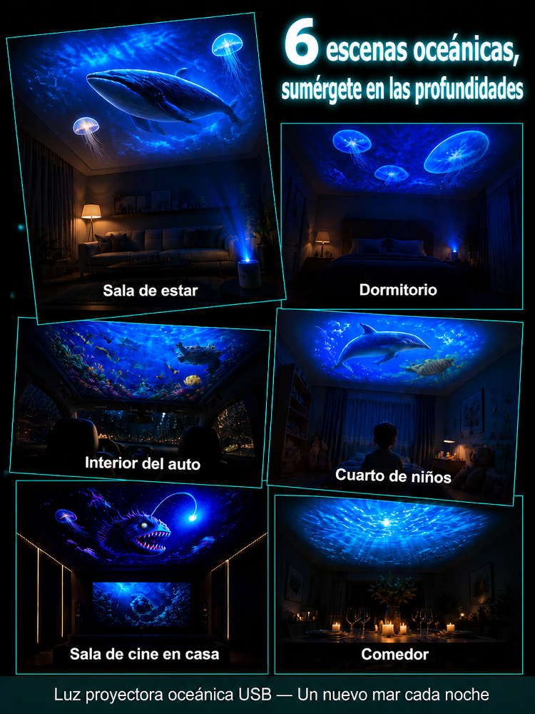 Comauo™ – Proyector de Océano y Galaxia: Tecnología de proyección 3D Ultra HD para tu hogar y auto – ¡Transforma tu espacio en un acuario real en solo 1 segundo!