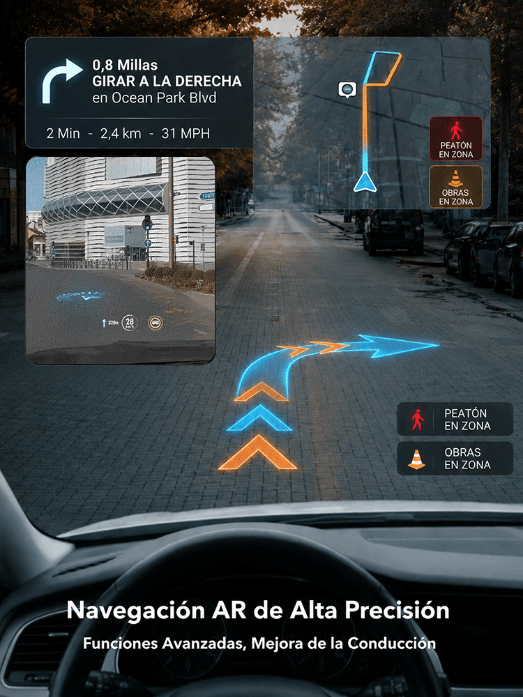 ¡En solo 1 segundo, cualquier auto se convierte en un Navegador con IA!【Copiloto Inteligente HUD】Queda perfecto en cualquier vehículo, ya sea auto, SUV, pickup o camper