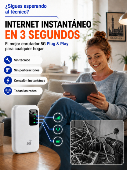 ¡Sin tarjeta SIM y sin configuración! — ¡Internet 5G Ilimitado al Instante! WiFi portátil de bolsillo