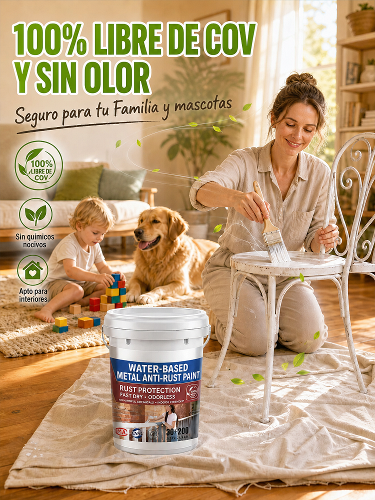 【Nunca se Oxida】Pintura metálica anticorrosiva al agua ✨ ¡Adiós al óxido en 60 segundos! 🛑 Sin lijar, sin raspar. 100% Ecológico y Seguro