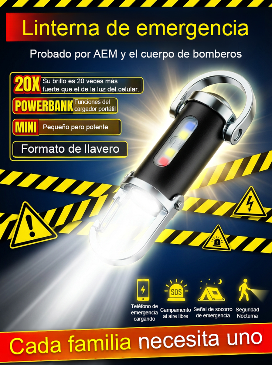【Linterna mini de 6000 lúmenes】¡Power bank, linterna y luz de emergencia SOS… todo en uno! 🔦⚡🚨