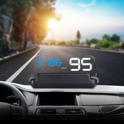 ¡Sin cambiar de coche! Ten el GPS, tu velocidad, alertas y hasta tu cel en tu línea de visión | Pantalla HUD Head-up Display HD para Auto