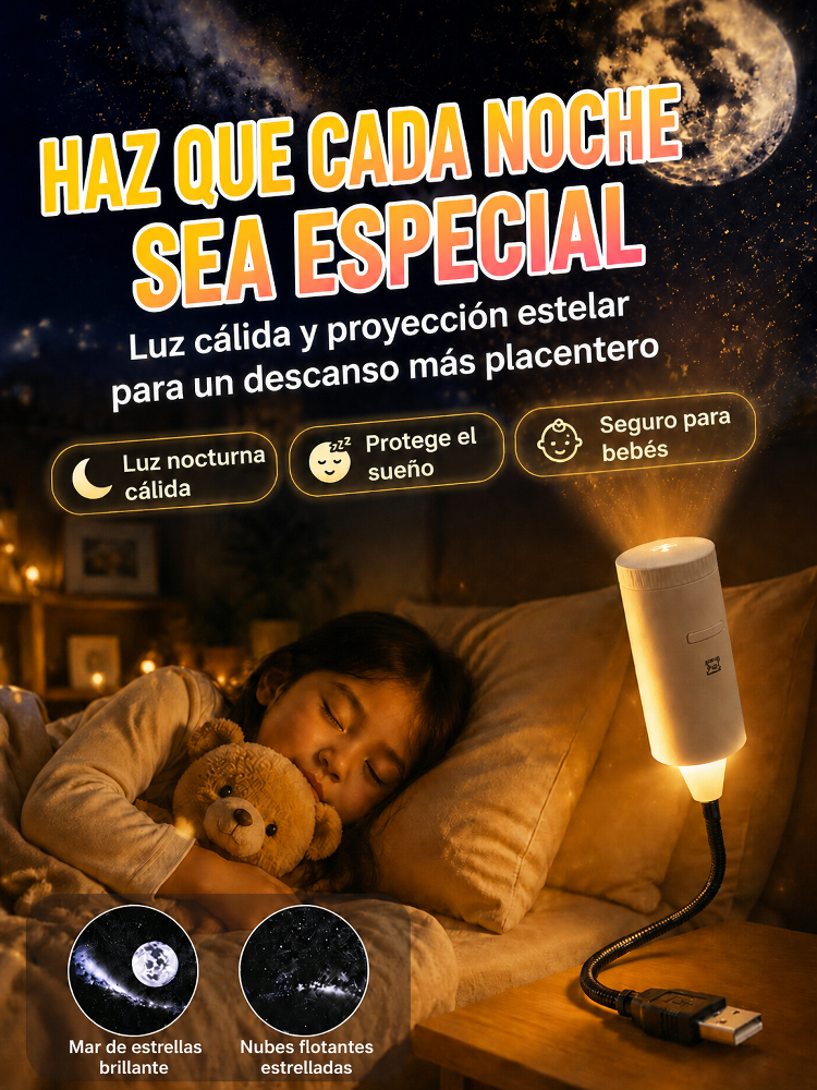 Proyector de estrellas: Tecnología de proyección 5D en súper alta definición. ¡En solo 1 segundo, transforma tu cuarto o tu carro en un inmenso universo!