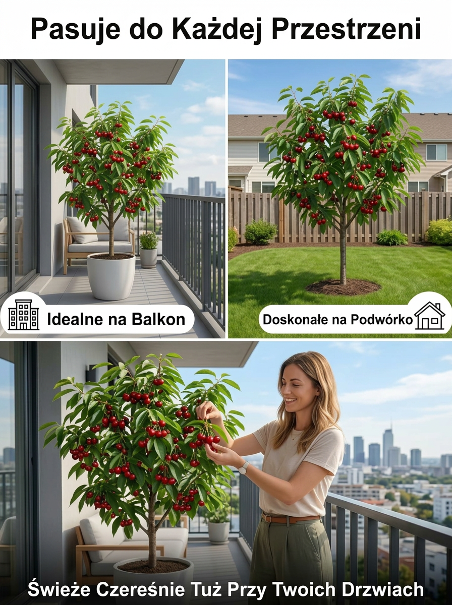 🍒 Posadź teraz i zbieraj za 5 miesięcy! Bezpestkowe, wielkości piłeczki pingpongowej, odporne na upały i mrozy!