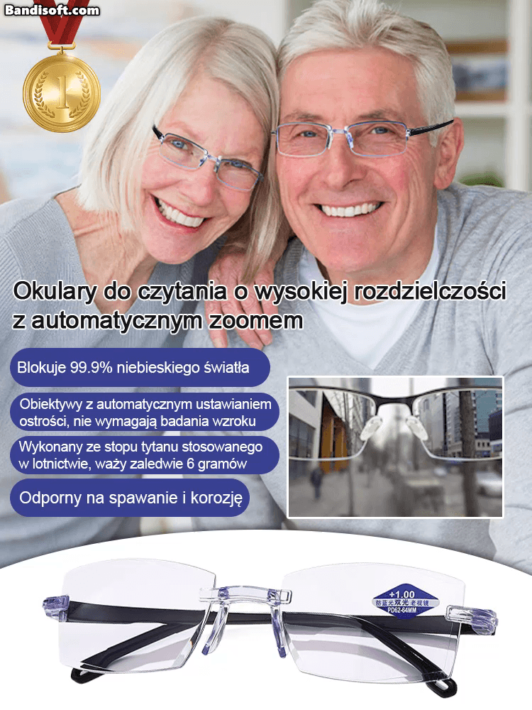 Wysokiej rozdzielczości inteligentne wygodne okulary do czytania - przywróć wzrok jak w wieku 20 lat