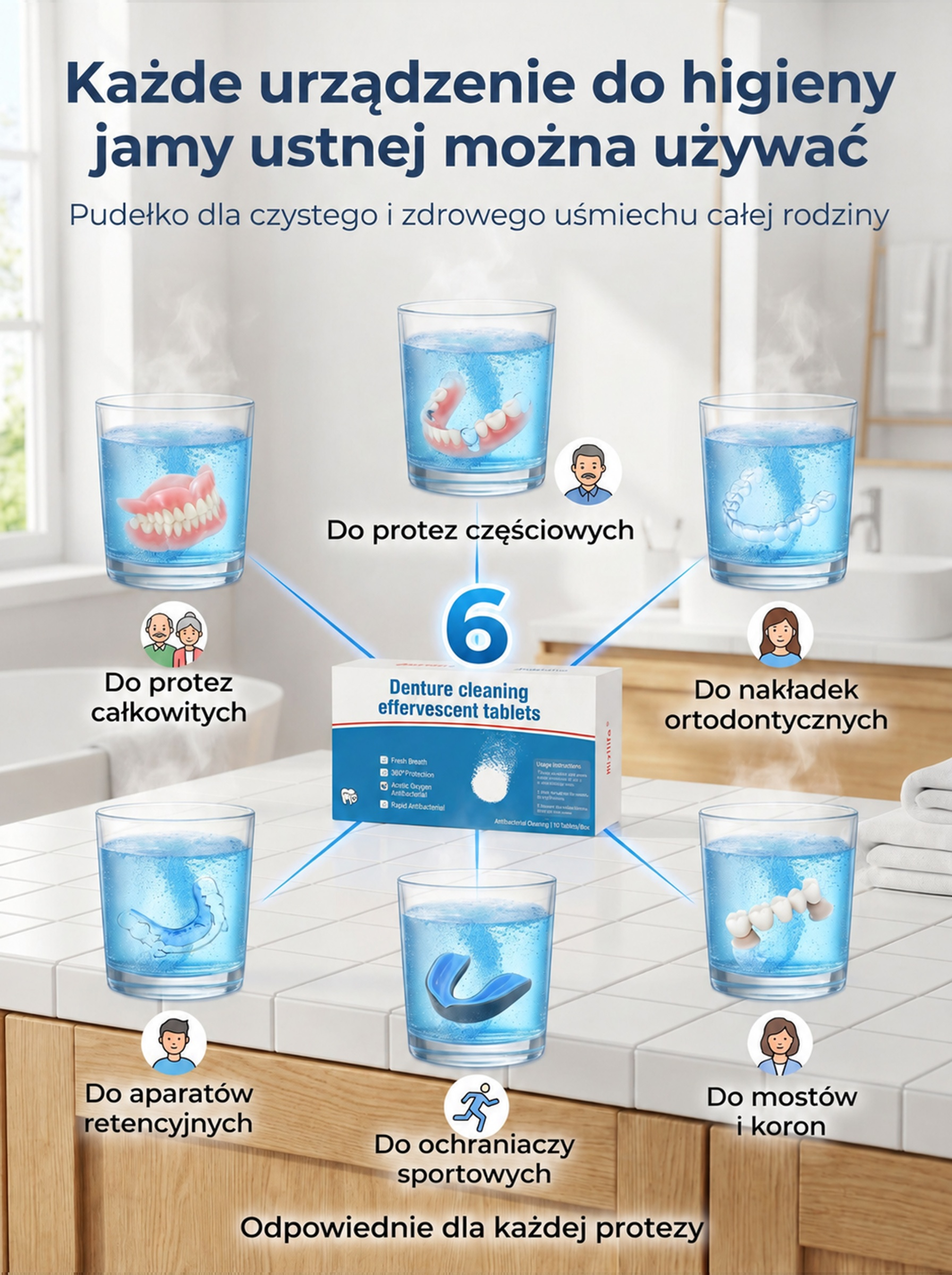 🛡️ Delikatnie dla protez, szybko usuwający bakterie, żegnaj przykrym zapachu z ust! 🦠
