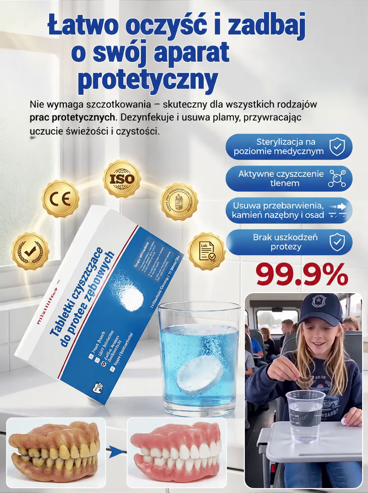 🛡️ Delikatnie dla protez, szybko usuwający bakterie, żegnaj przykrym zapachu z ust! 🦠