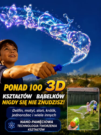 Twórz gigantyczne bańki w kształcie delfinów, wielorybów i królików🐳, które są większe od człowieka! Bańki odbijają się od trawy i tańczą na dłoni, są nie do przebicia!