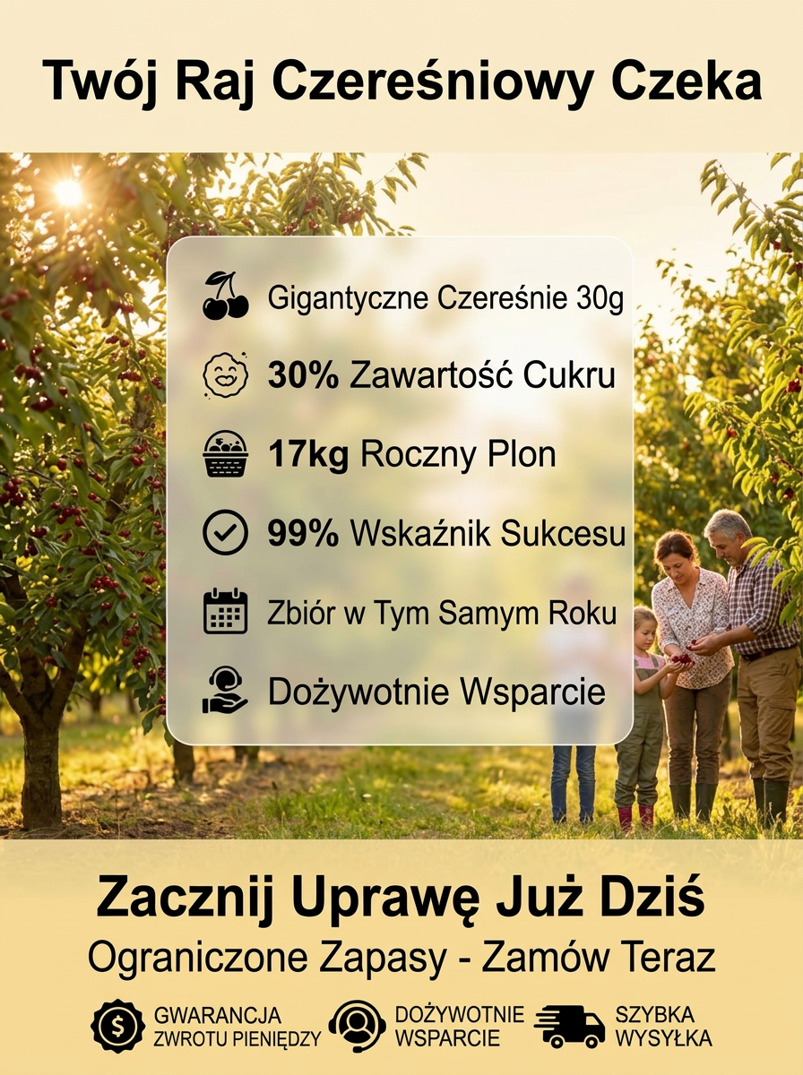 🍒 Posadź teraz i zbieraj za 5 miesięcy! Bezpestkowe, wielkości piłeczki pingpongowej, odporne na upały i mrozy!
