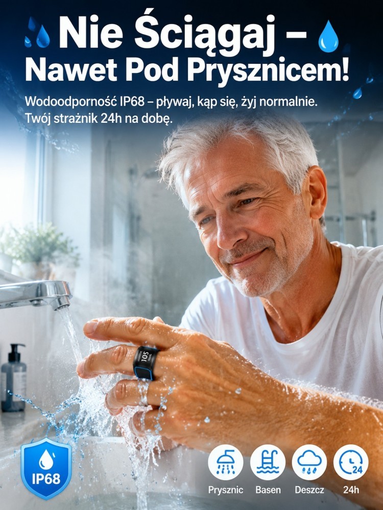 🩺Bezbolesny Monitor Cukru i Ciśnienia 24h - Inteligentny Pierścień, Bezbolesny Pomiar Cukru i Ciśnienia, Bez Pasków Testowych!