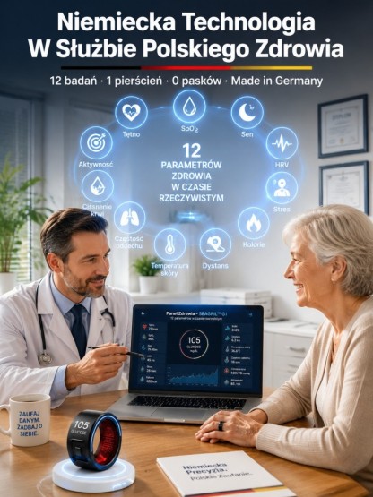 🩺Bezbolesny Monitor Cukru i Ciśnienia 24h - Inteligentny Pierścień, Bezbolesny Pomiar Cukru i Ciśnienia, Bez Pasków Testowych!