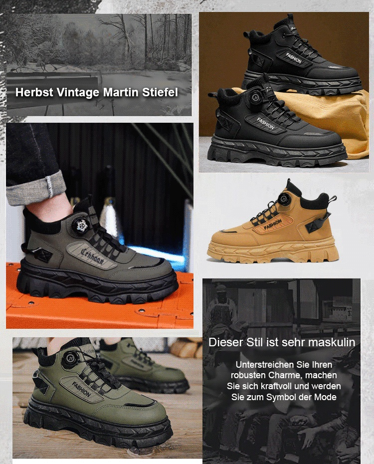 Herbst Vintage-Martinsstiefel ohne Schnürsenkel