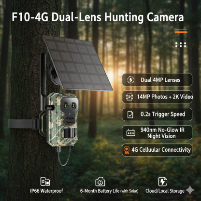 Nordowl Trail Camera – 48MP Dual-Lens 4G Wildlife Camera | 4x Zoom, Ultra HD Night Vision & Smart Motion Detection