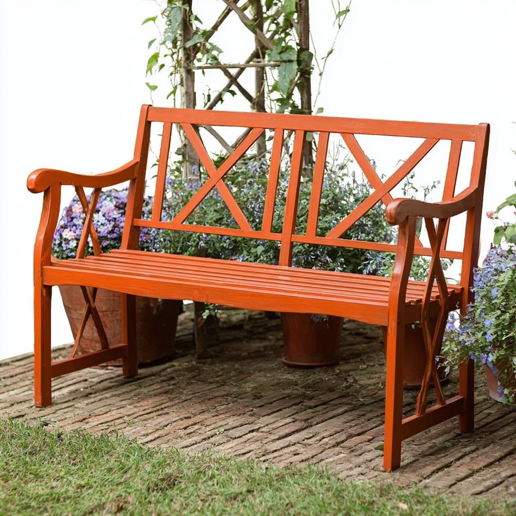 Panca da giardino in legno 120x60x85 cm - legno - rosso - stile classico - senza cuscino-Hutare