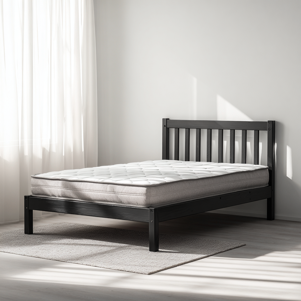 Letto matrimoniale in legno 200x160x90 cm - nero - design moderno-Hutare