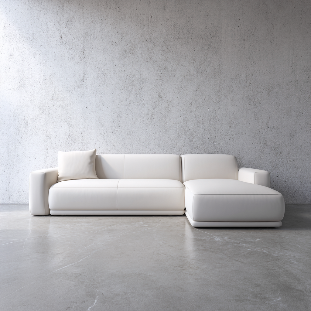Divano angolare in pelle 300x185x85 cm - bianco - design minimalista moderno-Hutare
