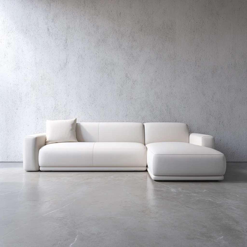 Divano angolare in pelle 300x185x85 cm - bianco - design minimalista moderno-Hutare
