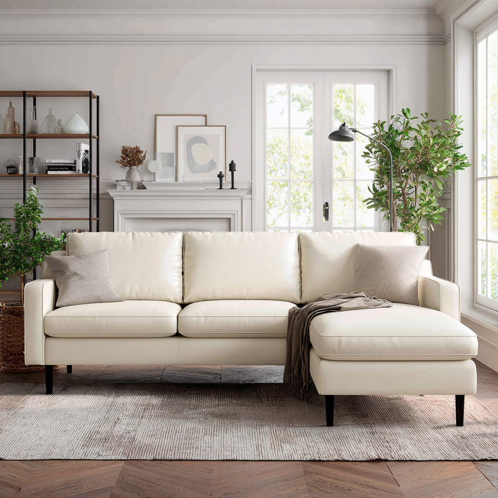 Divano angolare in pelle bianca 230x95x85 cm - bianco - moderno design-Hutare