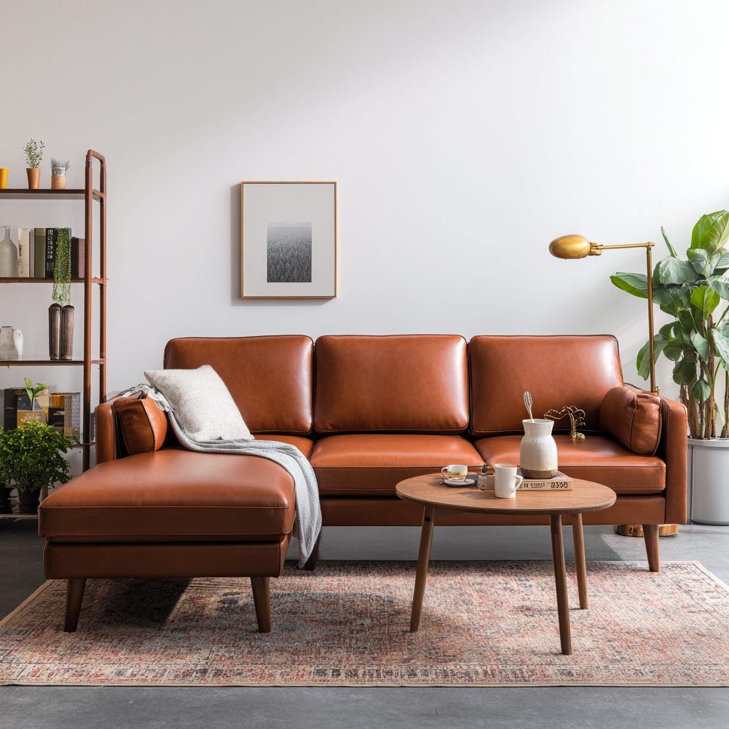 Divano angolare in pelle marrone 230x95x85 cm - marrone - design moderno-Hutare