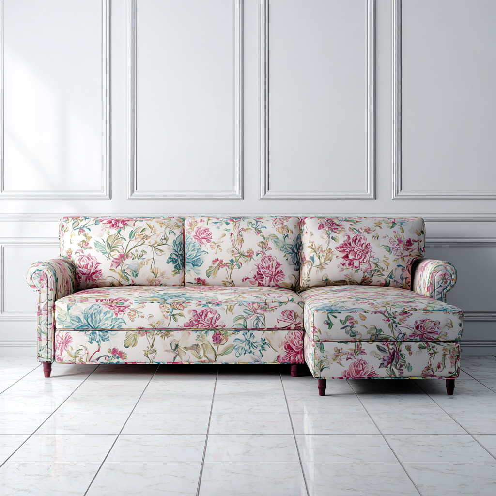 Divano angolare tessuto floreale 260x160x85 cm - multicolore - design classico-Hutare