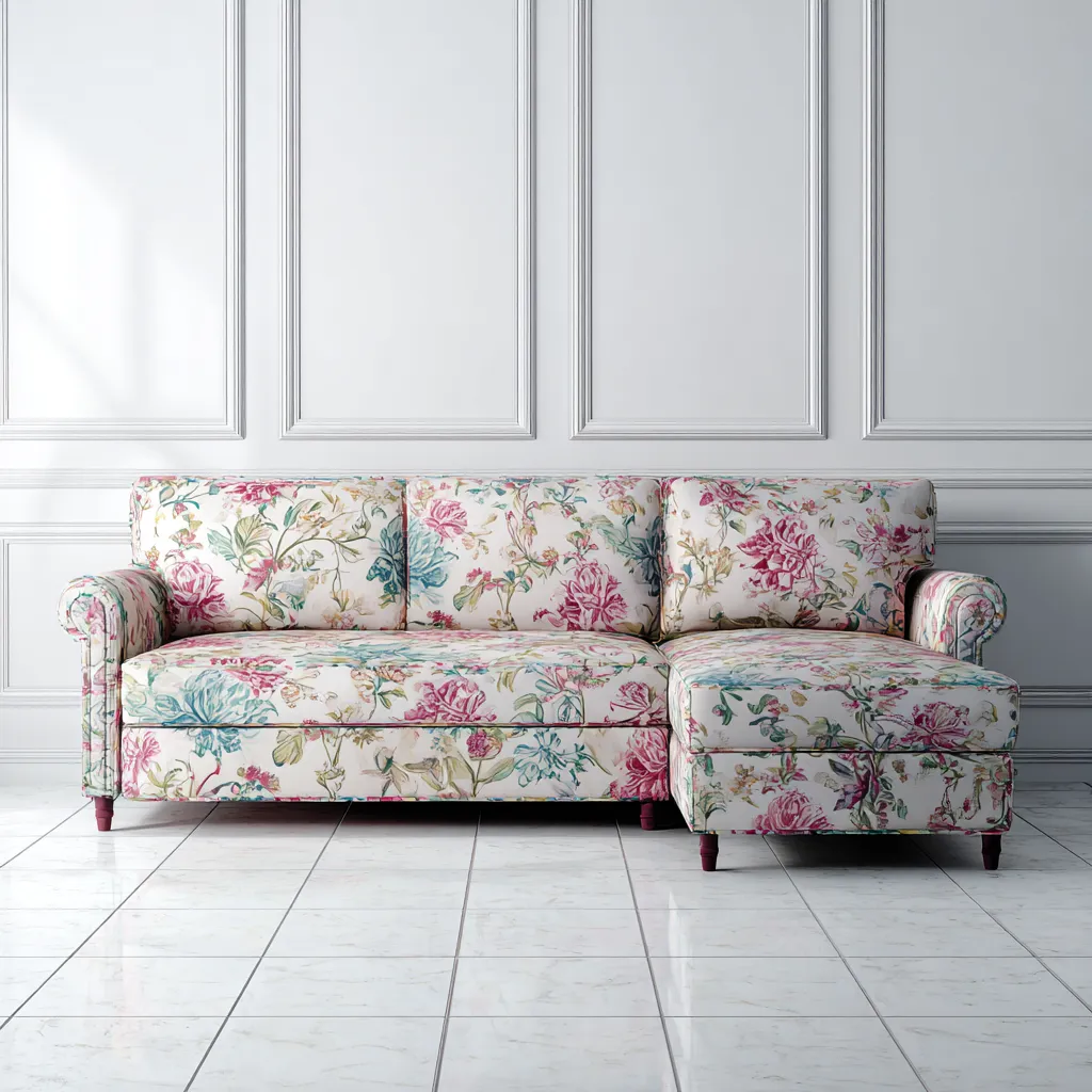 Divano angolare tessuto floreale 260x160x85 cm - multicolore - design classico-Hutare