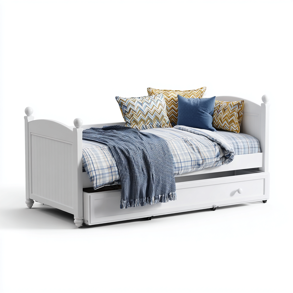 Letto per bambini in legno con letto estraibile 160x80x90 cm - bianco - design classico salvaspazio-Hutare