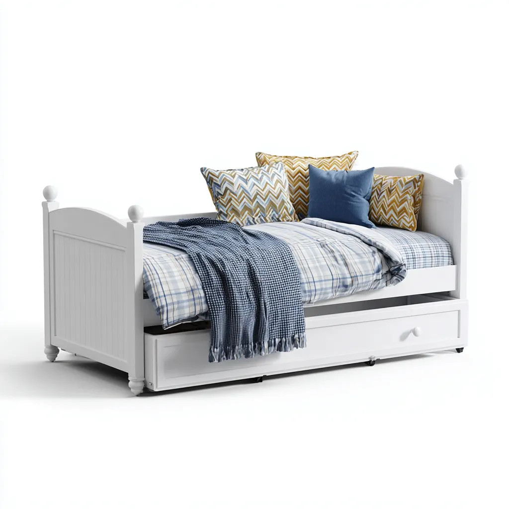 Letto per bambini in legno con letto estraibile 160x80x90 cm - bianco - design classico salvaspazio-Hutare