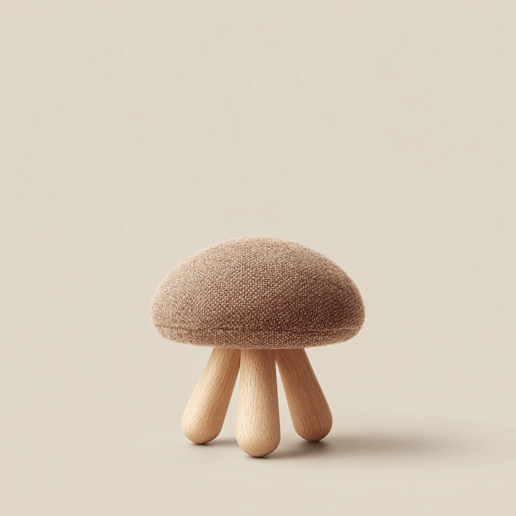 Pouf a forma di fungo 35x35x40 cm - design giocoso - tessuto bouclé - marrone-Hutare