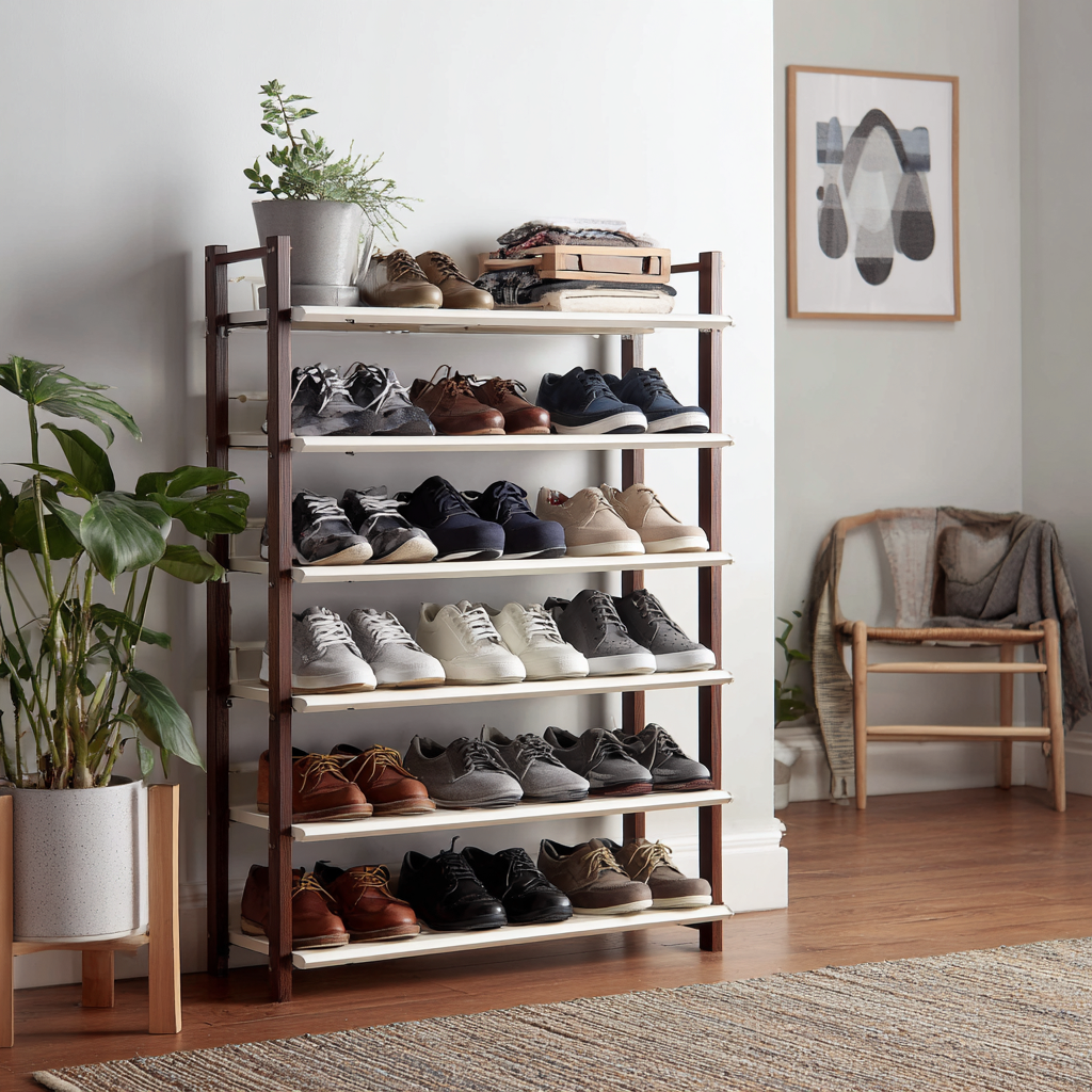 Scaffale per Scarpe 80x30x150 cm - Marrone-Beige - Design Salvaspazio-Hutare