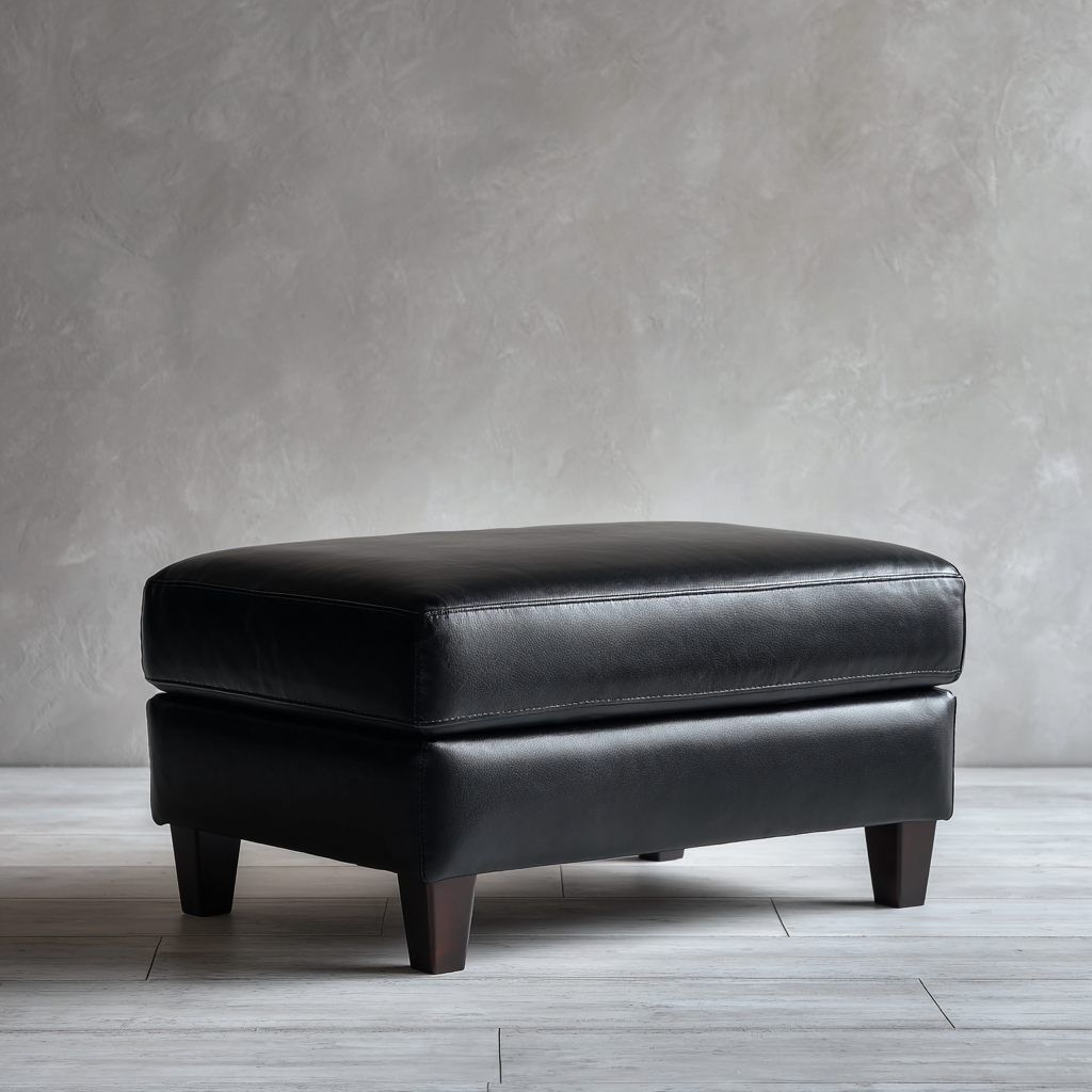 Pouf in pelle 70x55x45 cm - design moderno - pelle sintetica - nero-Hutare